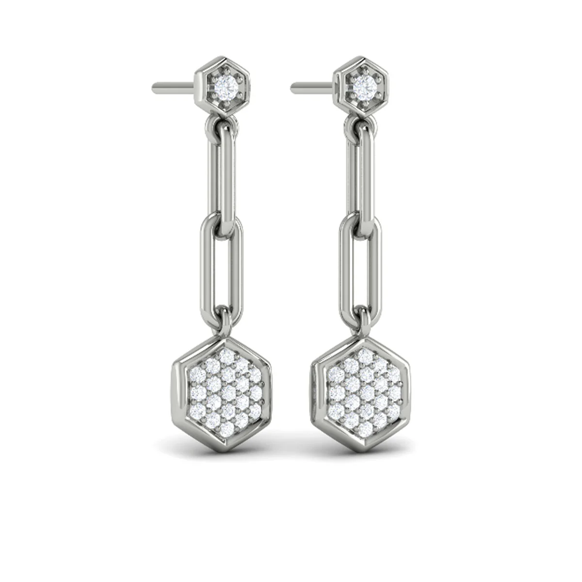 Vlora Serafina 14K Diamond Honeycomb Link Long Drop Statement Earrings (0.39CTW) - Image 6