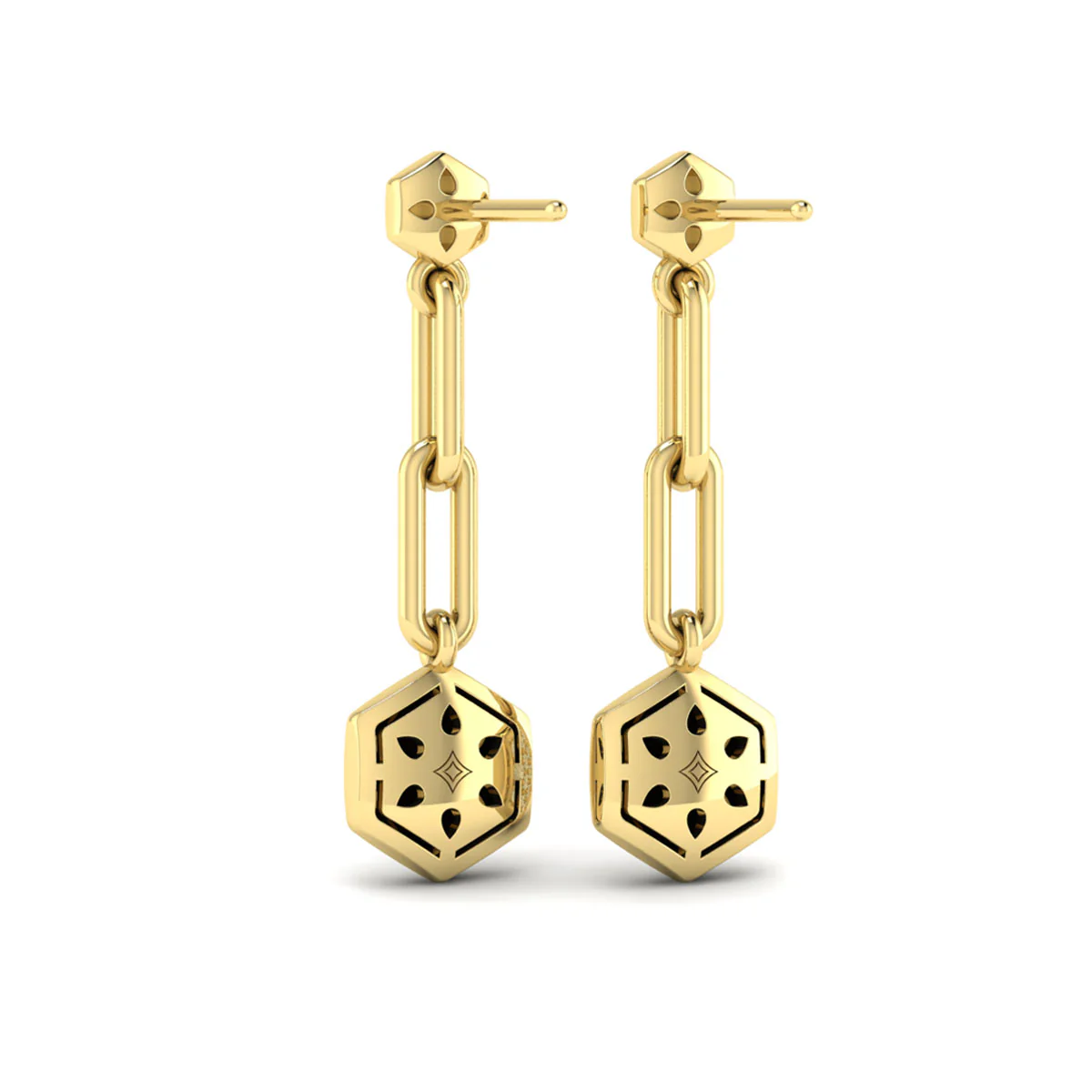 Vlora Serafina 14K Diamond Honeycomb Link Long Drop Statement Earrings (0.39CTW) - Image 8