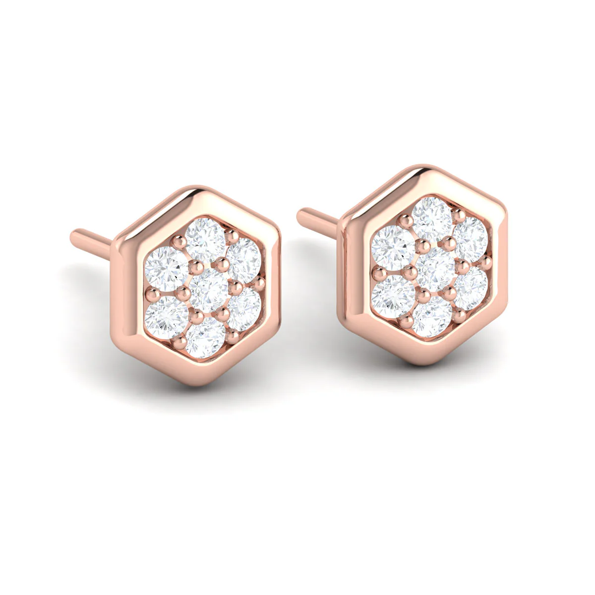 Vlora Serafina 14K Gold Diamond Cluster Honeycomb Stud Earrings (0.35CTW) - Image 3
