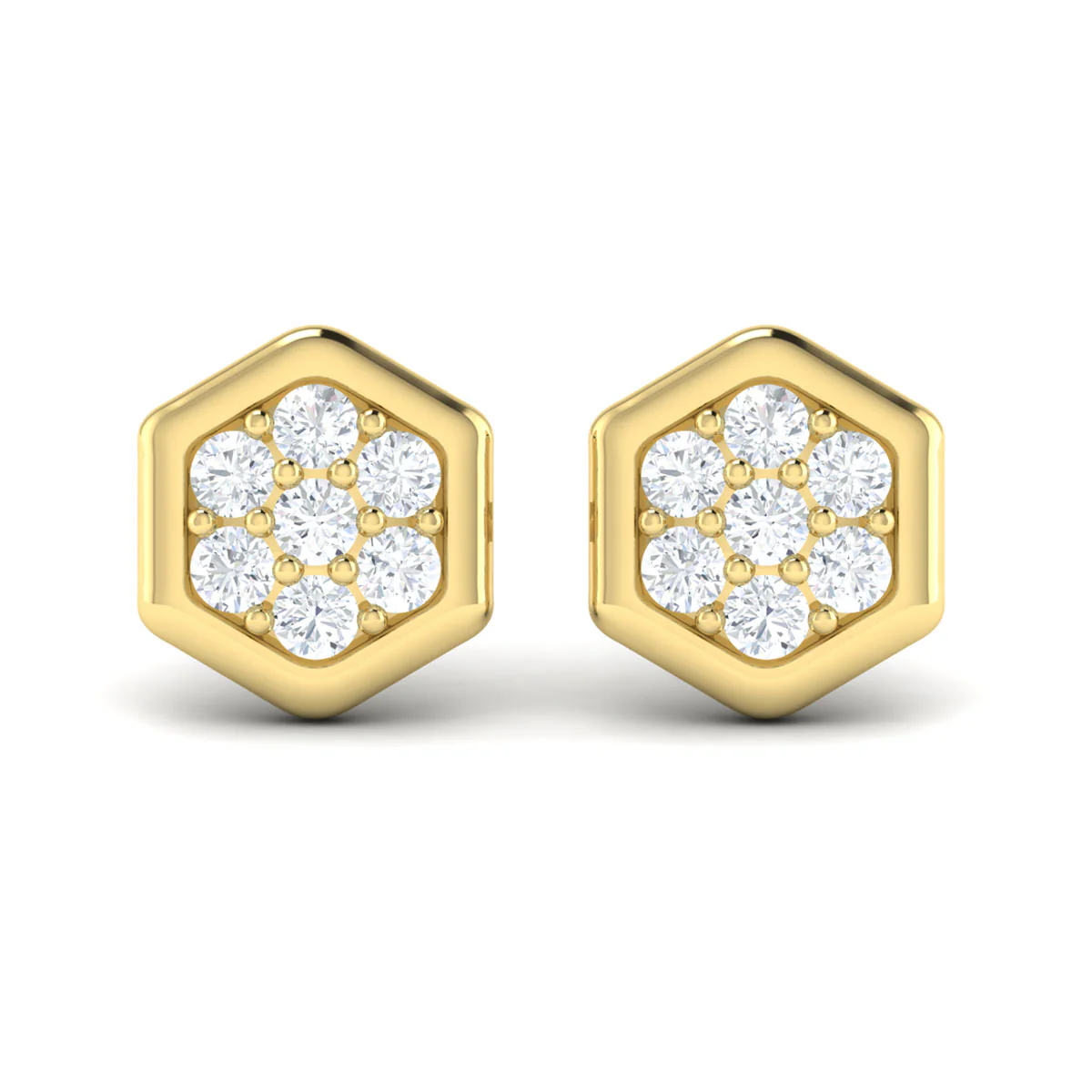 Vlora Serafina 14K Gold Diamond Cluster Honeycomb Stud Earrings (0.35CTW) - Image 7