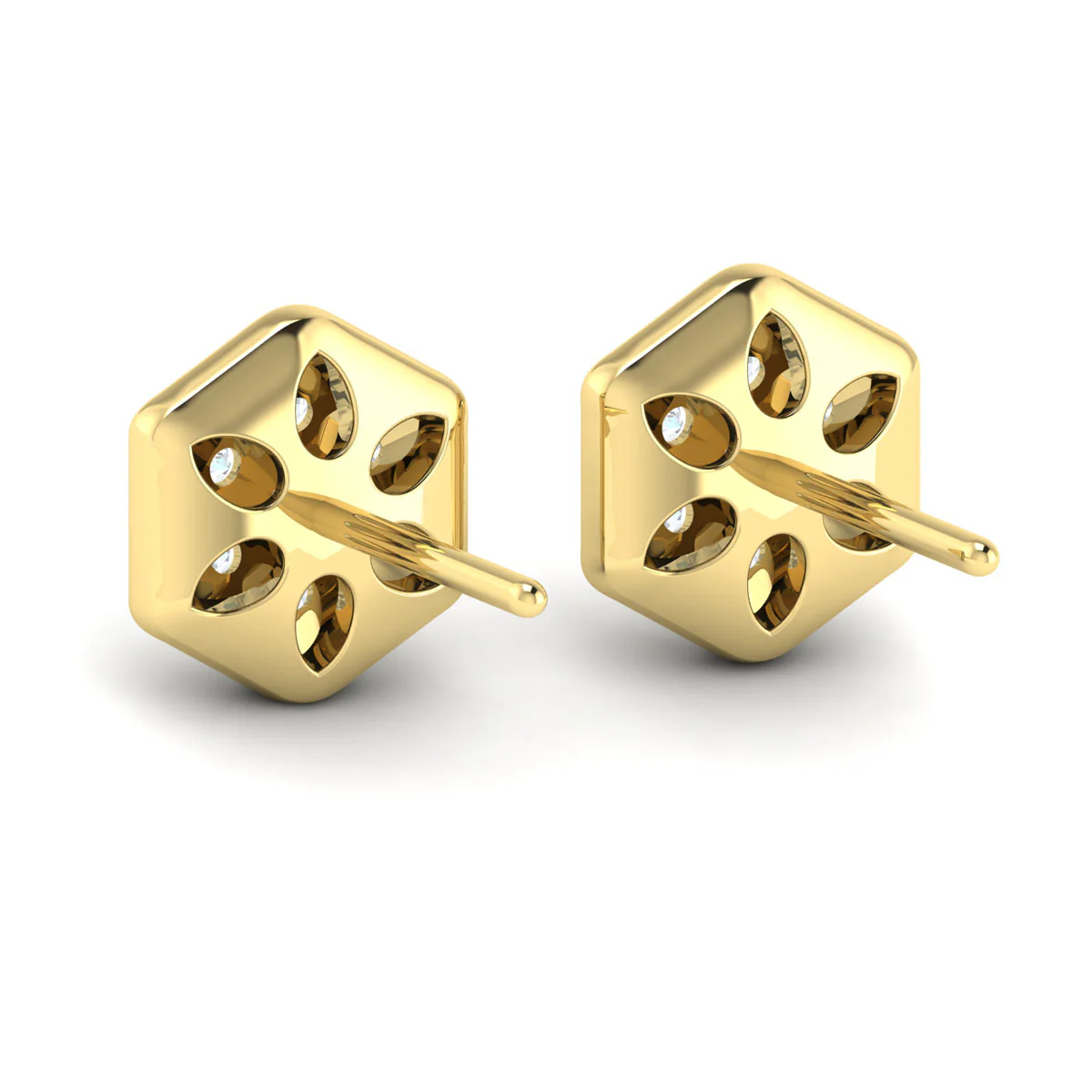 Vlora Serafina 14K Gold Diamond Cluster Honeycomb Stud Earrings (0.35CTW) - Image 8
