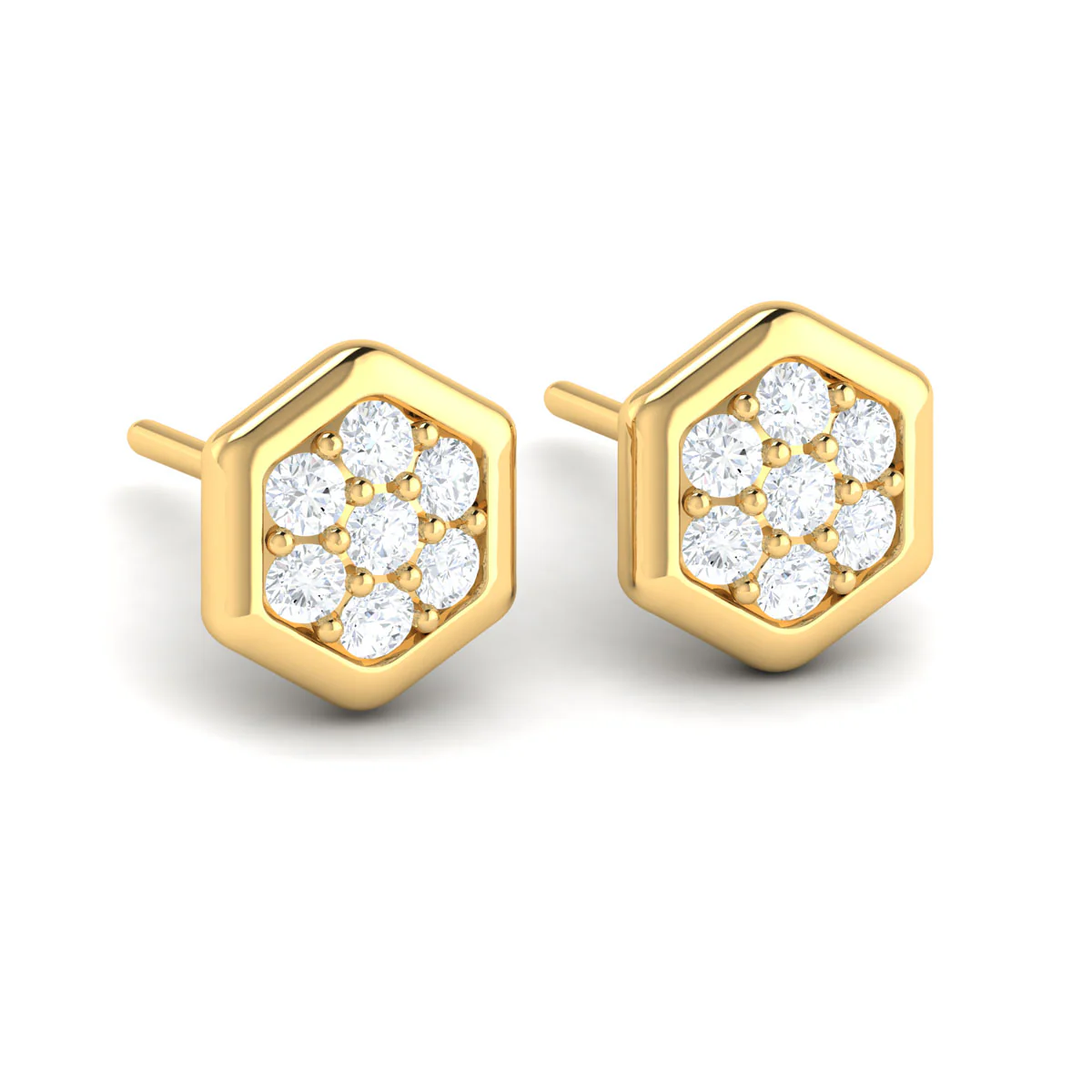 Vlora Serafina 14K Gold Diamond Cluster Honeycomb Stud Earrings (0.35CTW) - Image 9