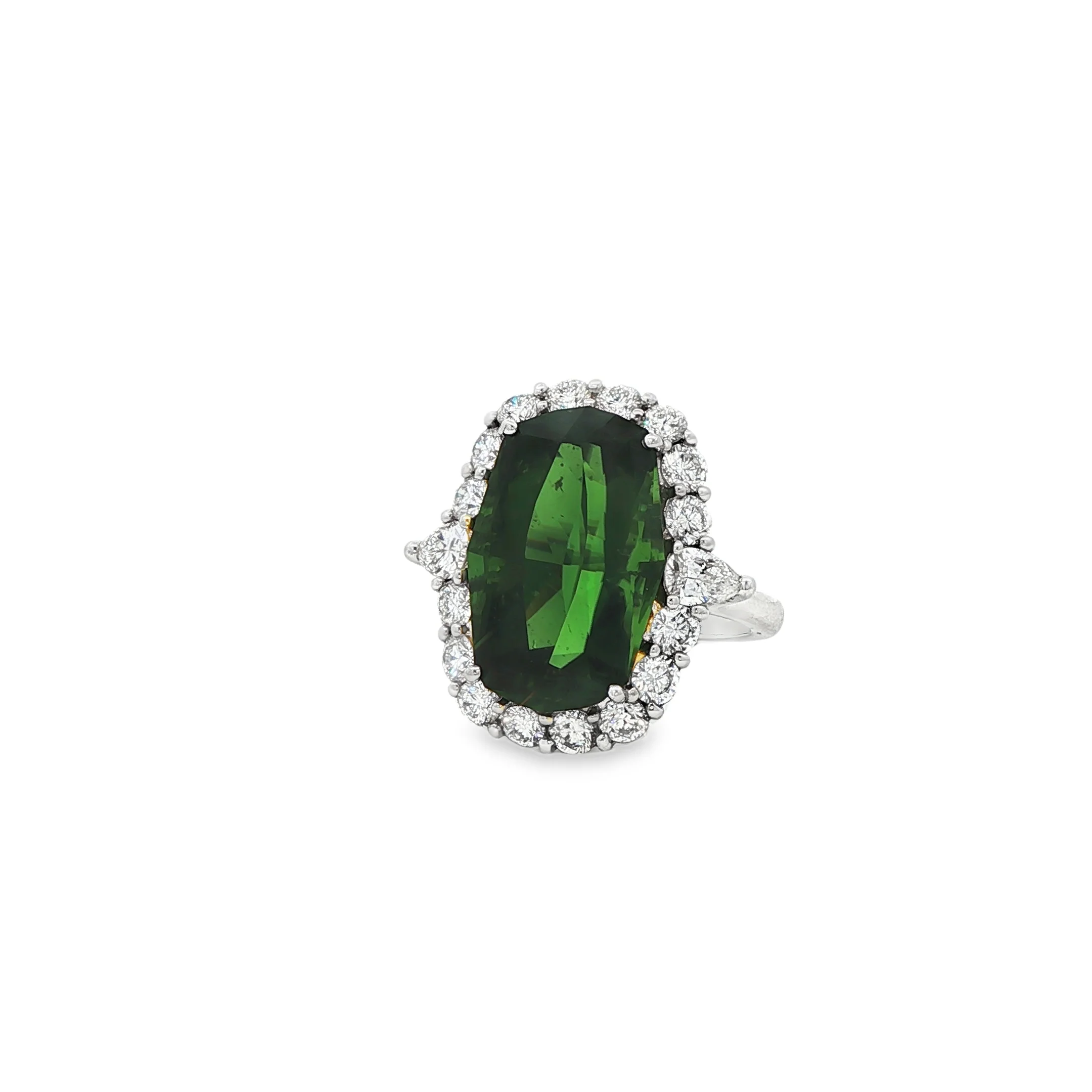 White Gold Cocktail Ring with Oval Green Tourmaline - Image 2