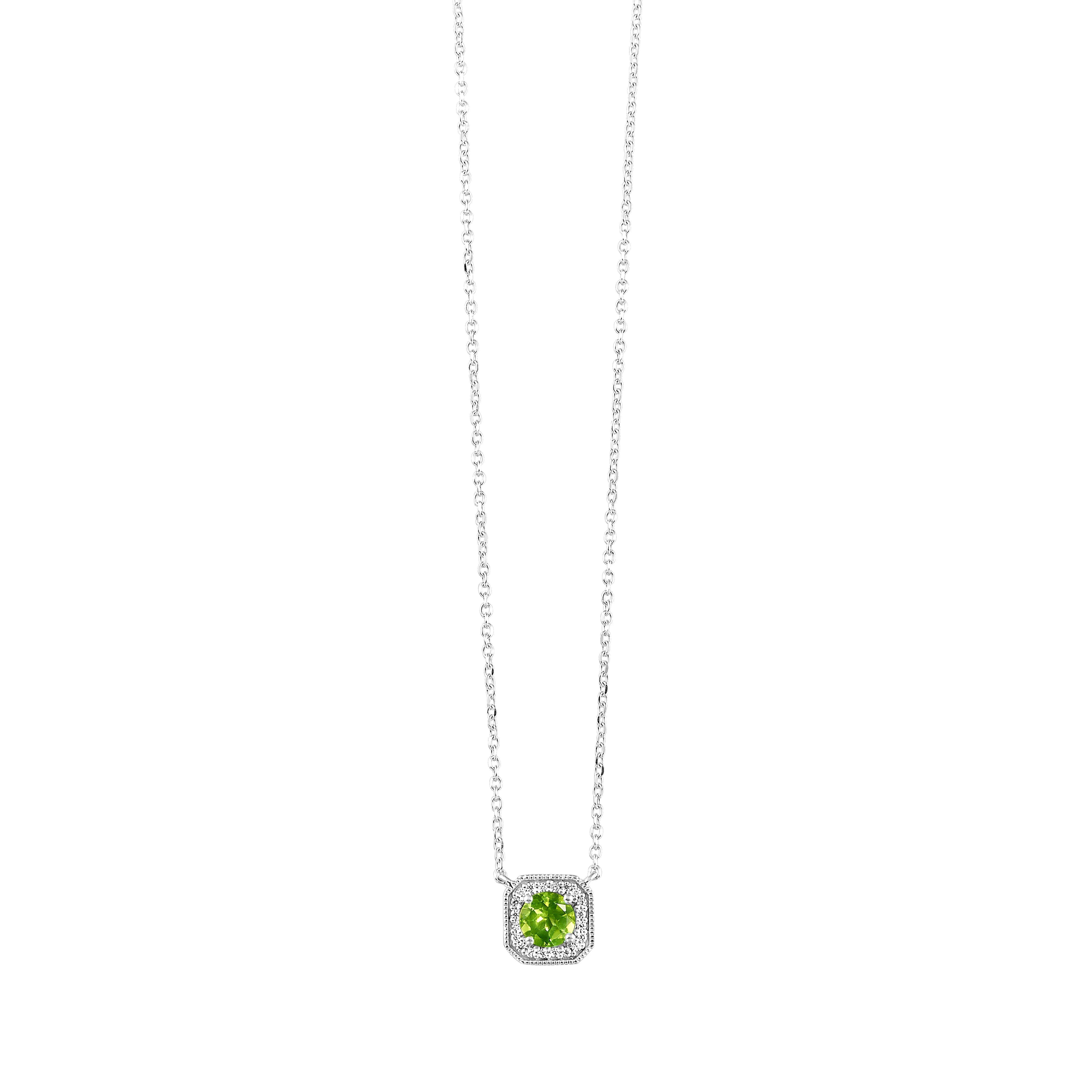 White Gold Diamond & Peridot Fashion Pendant Necklace
