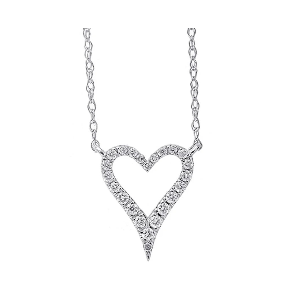 10K White Gold Diamond Heart Pendant 0.10CTW