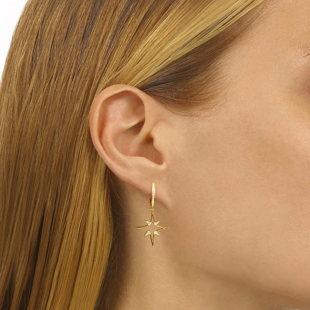 Yellow Gold Diamond Earrings - Image 2